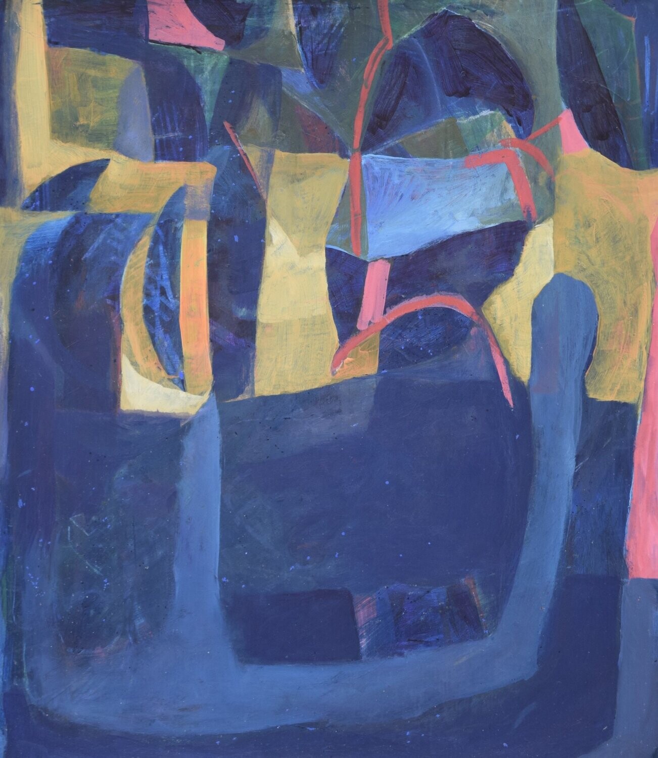 Pigment &  Acryilc on  Paper  collaged on the canvas.- Figurative , Light as Form // Size : ca. 70 x 80 x 4 cm,