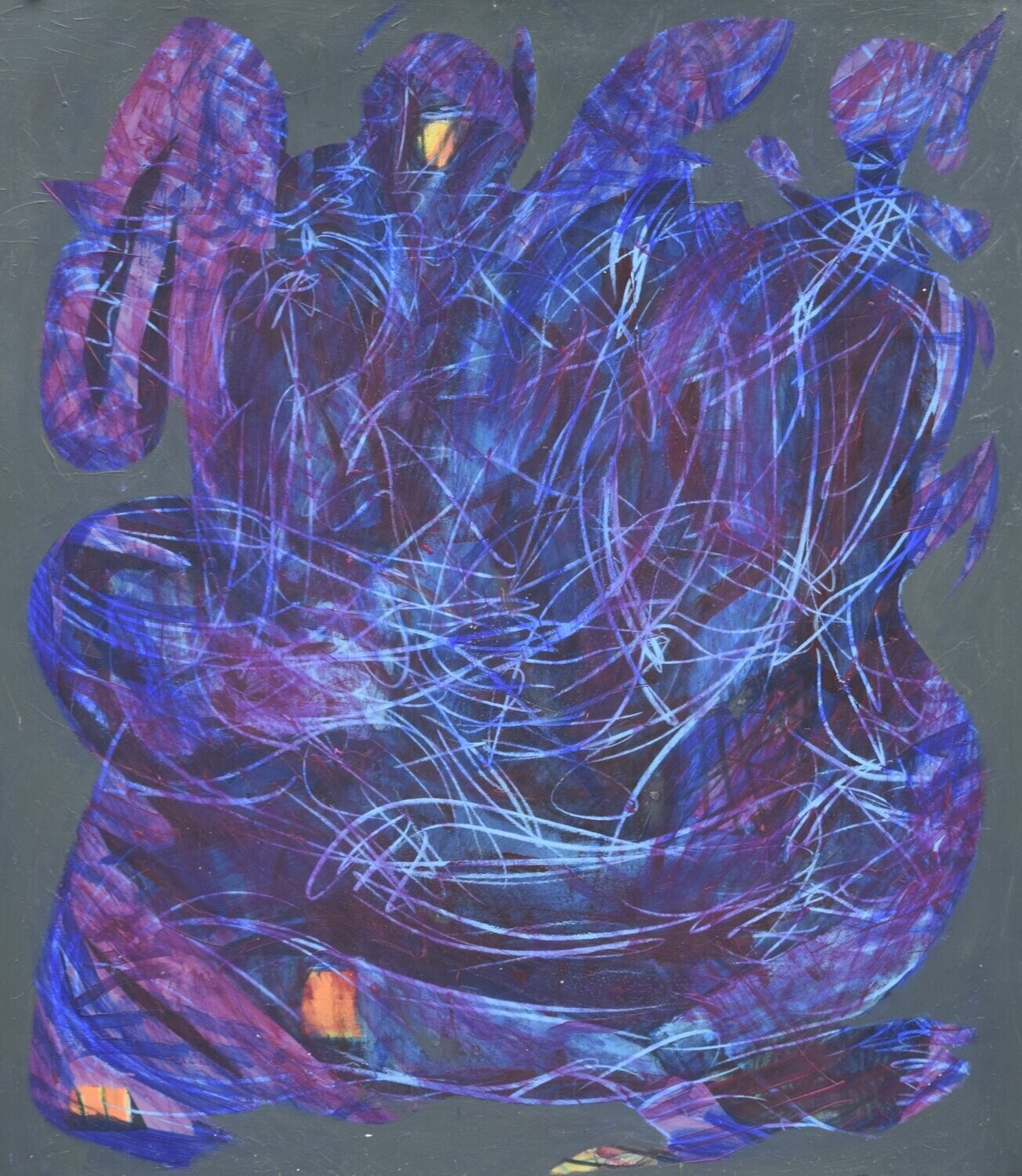 Pigment &  Acryilc on  Paper  collaged on the canvas.- Figurative , Light as Form / / Size : ca. 70 x 80 x 4 cm,