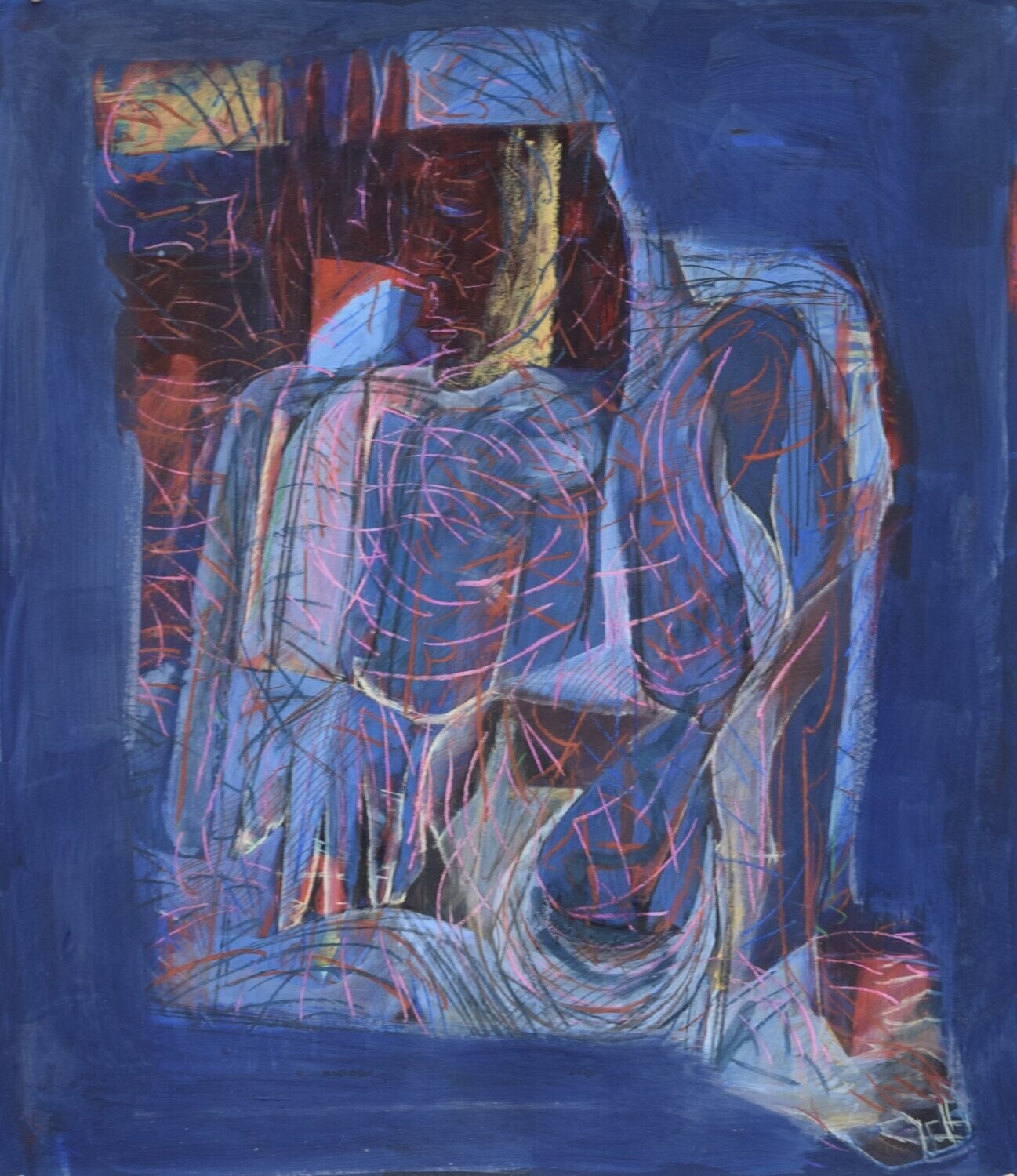 Collage / paper with acrylic on canvas  on a wooden frame,​Size : ca. 70 x 80 x 4 cm,