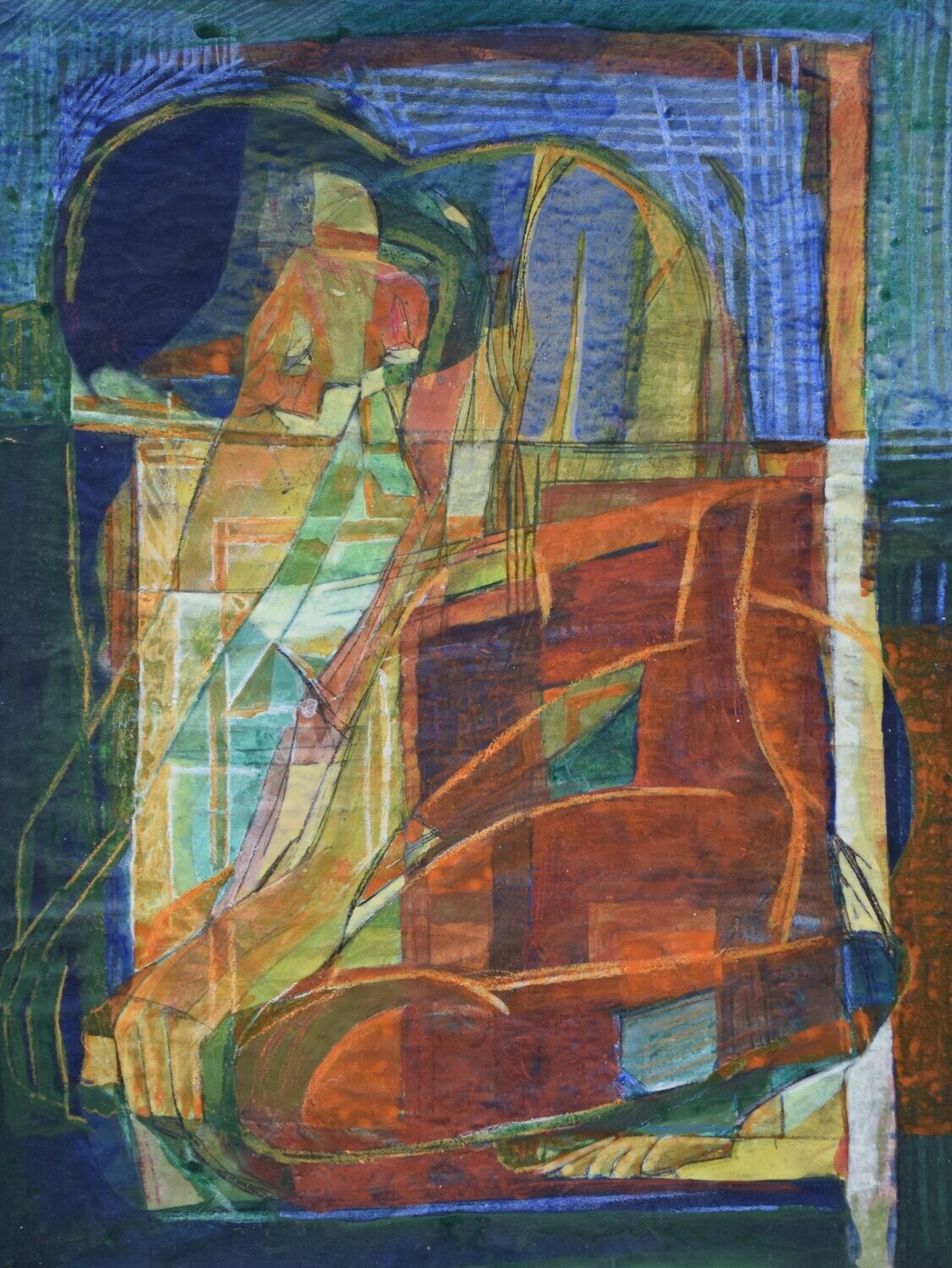 Collage / paper with acrylic on canvas  on a wooden frame,​Size : ca. 50 x 70 x 4 cm,