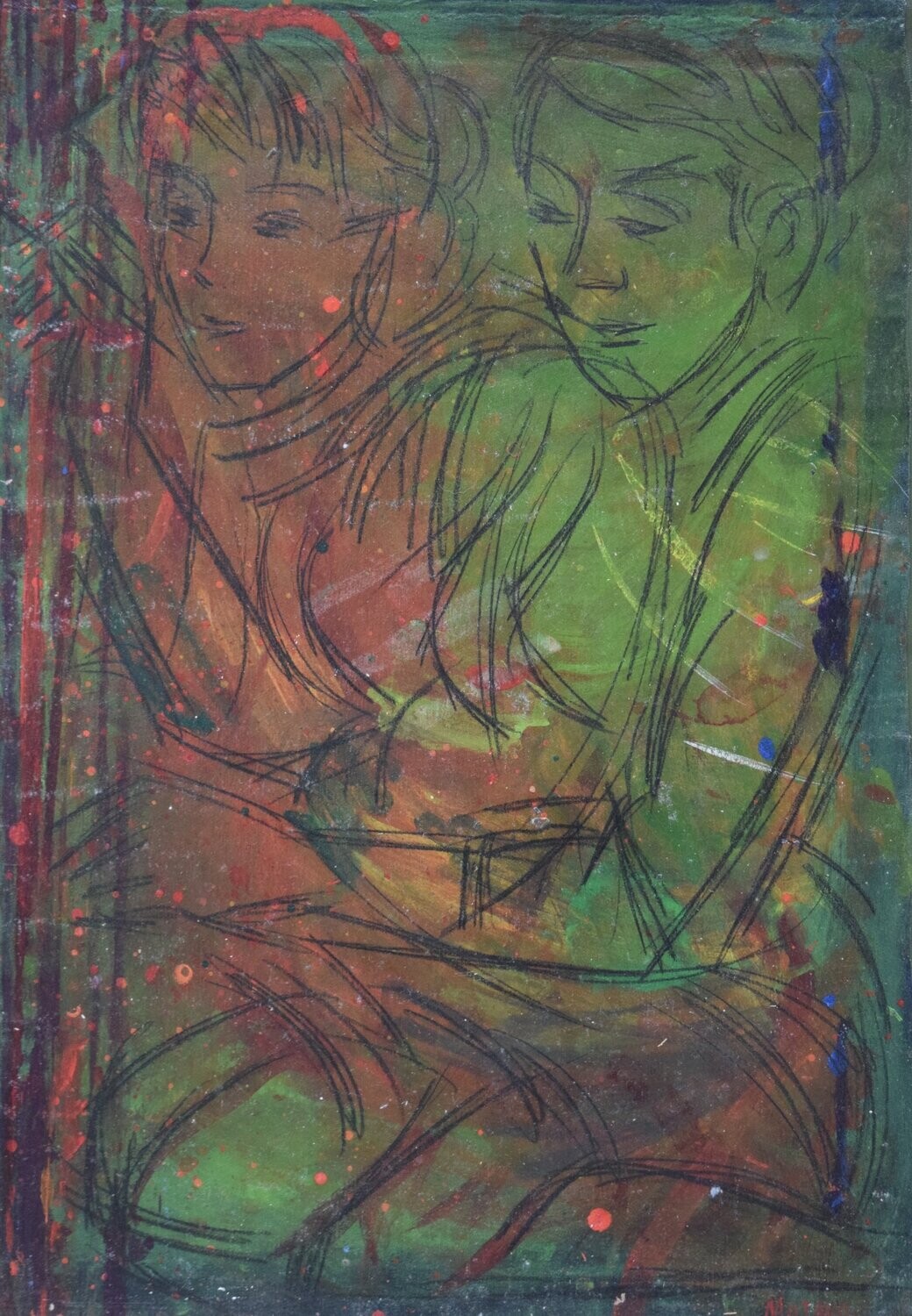 Acryilc  Figurative ,Pigment   on   canvas  with wooden frame/ Saiz: ca. 45 x 70 x 4 cm