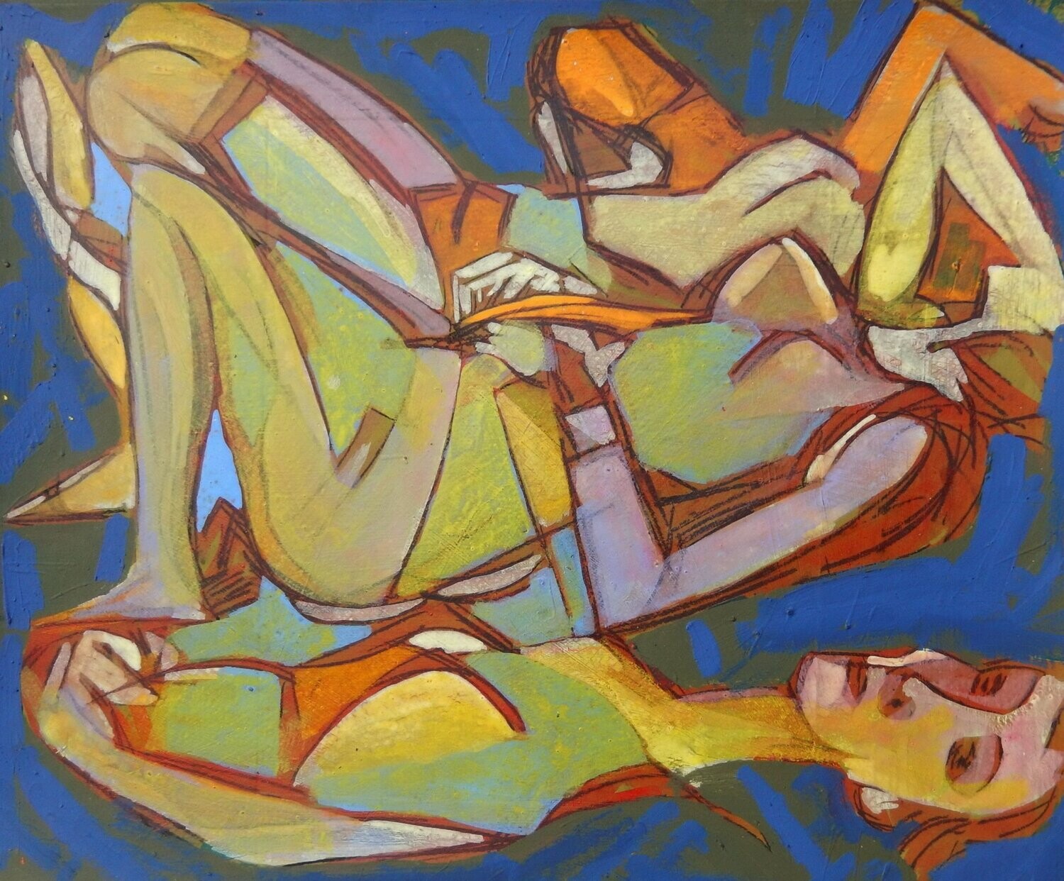 the beach /Pigment and acrylic on  canvas with wooden frame // Size: ca.. 45 x 55 x 4 cm
