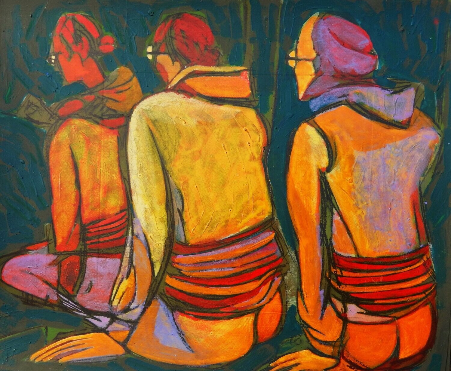 the beach /Pigment and acrylic on  canvas with wooden frame // Size: ca.. 45 x 55 x 4 cm