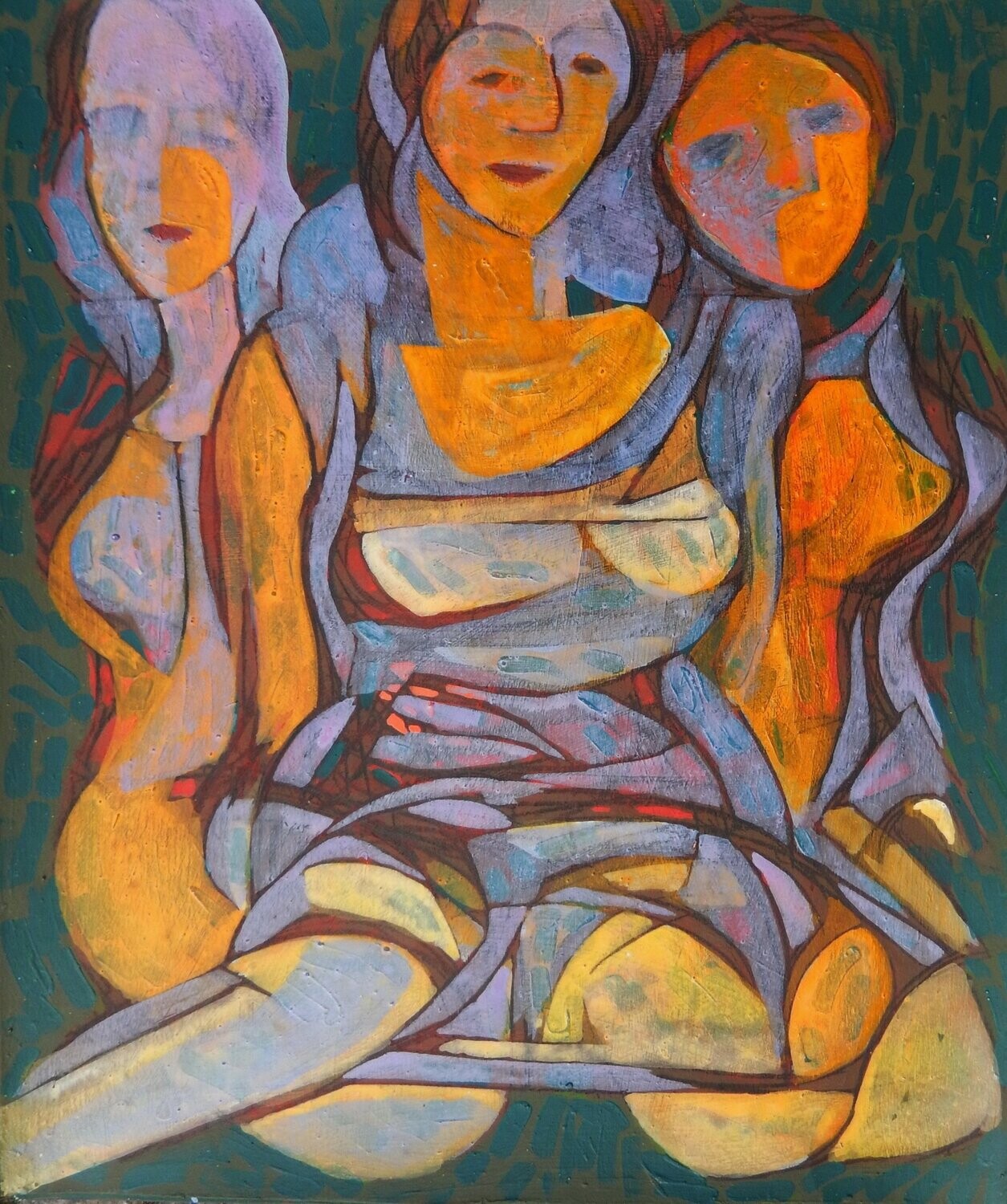 Pigment and acrylic on paper and their collage on canvas with wooden frame / Figurative , Light as Form // Size: ca..45 x 55 x 4 cm