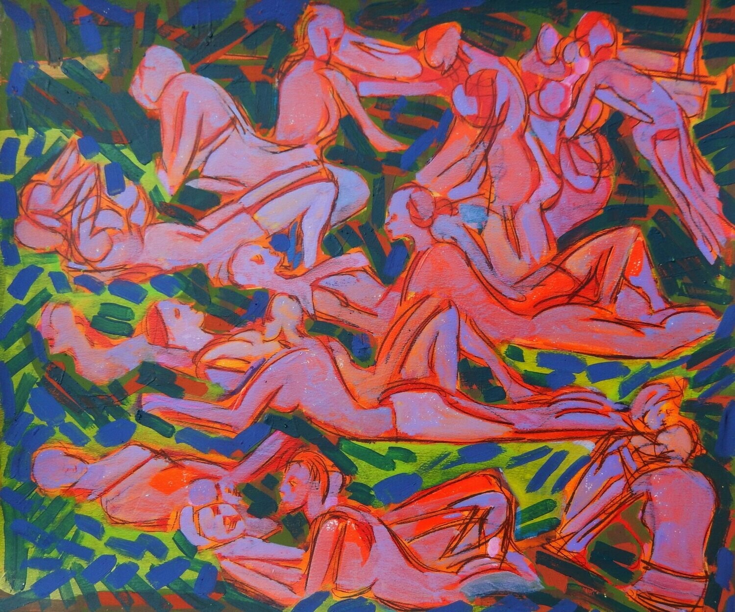 Pigment and acrylic on paper and their collage on canvas with wooden frame // Size: ca..45 x 55 x 4 cm