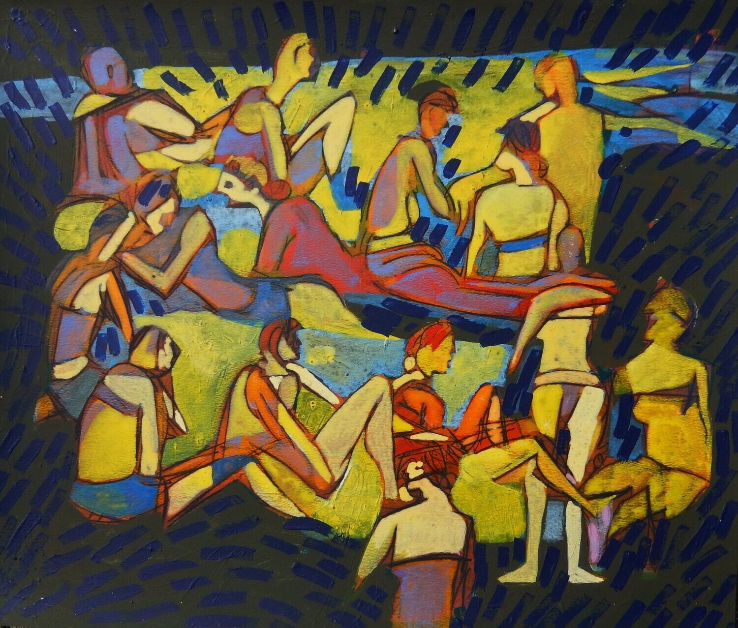 the beach /Pigment and acrylic on  canvas with wooden frame // Size: ca.. 45 x 55 x 4 cm
