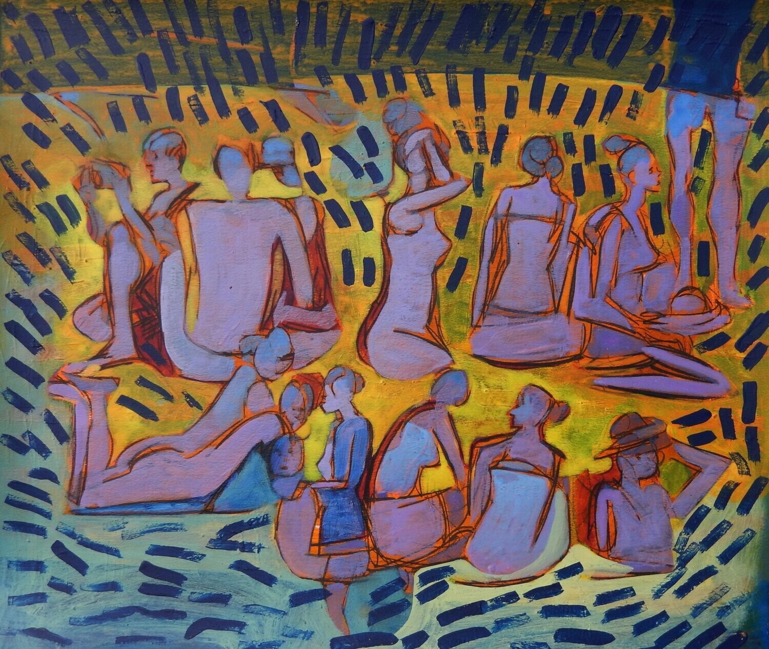the beach /Pigment and acrylic on  canvas with wooden frame // Size: ca.. 45 x 55 x 4 cm