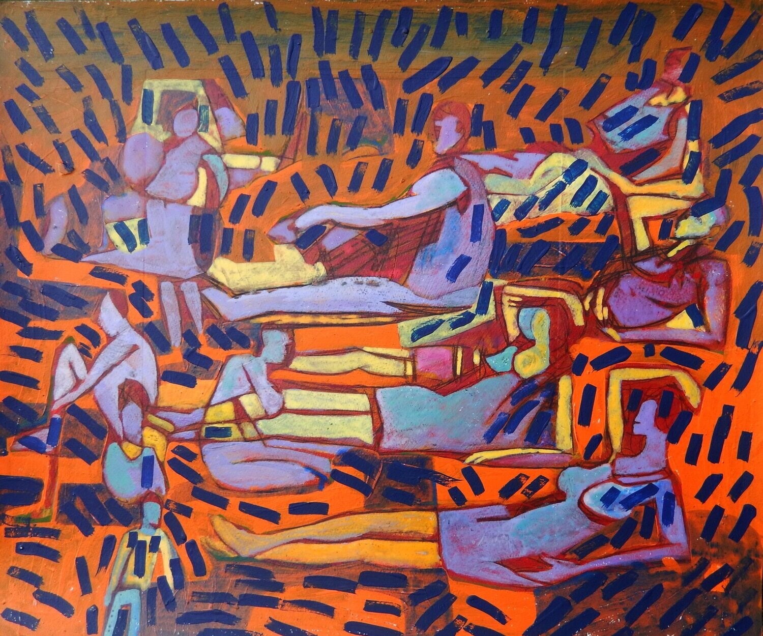 the beach /Pigment and acrylic on  canvas with wooden frame // Size: ca.. 45 x 55 x 4 cm