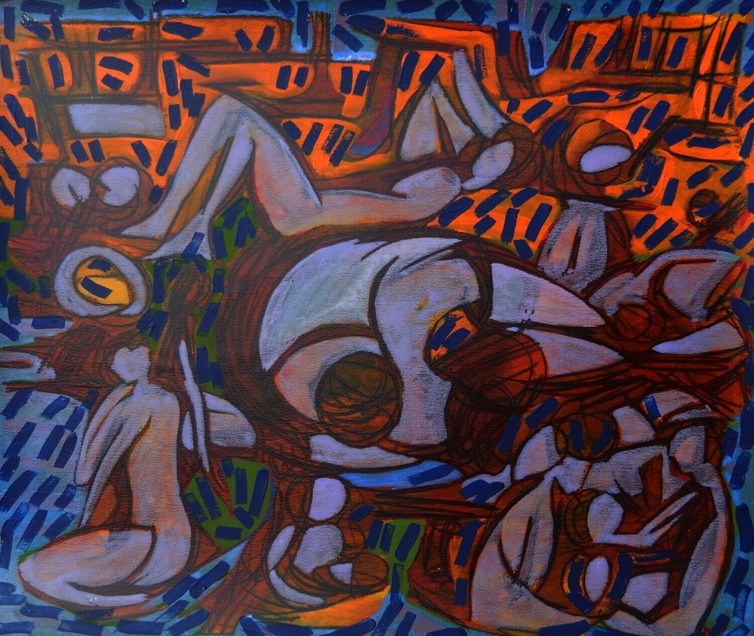 the beach /Pigment and acrylic on  canvas with wooden frame // Size: ca.. 45 x 55 x 4 cm