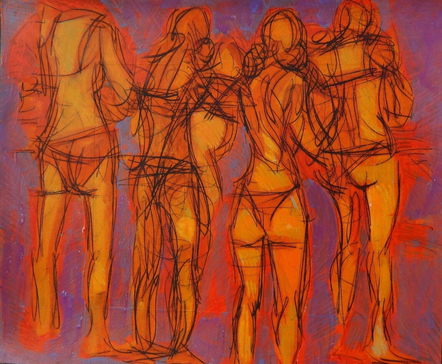Collage​:  Pigment and acrylic on paper and  on canvas with wooden frame // Size: ca..45 x 55 x 4 cm