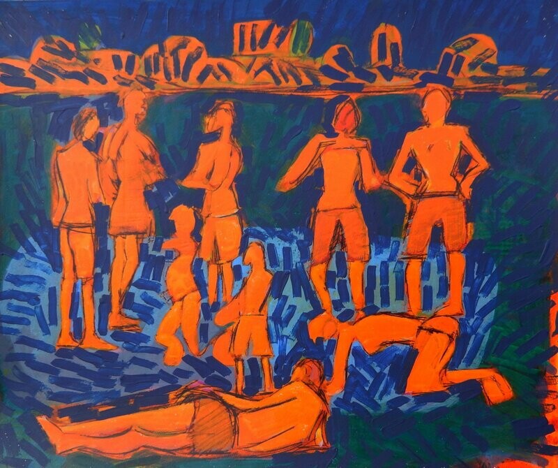 the beach /Pigment and acrylic on paper and their collage on canvas with wooden frame // Size: ca.. 45 x 55 x 4 cm the beach /Pigment and acrylic on paper and their collage on canvas with wooden frame // Size: ca.. 45 x 55 x 4 cm