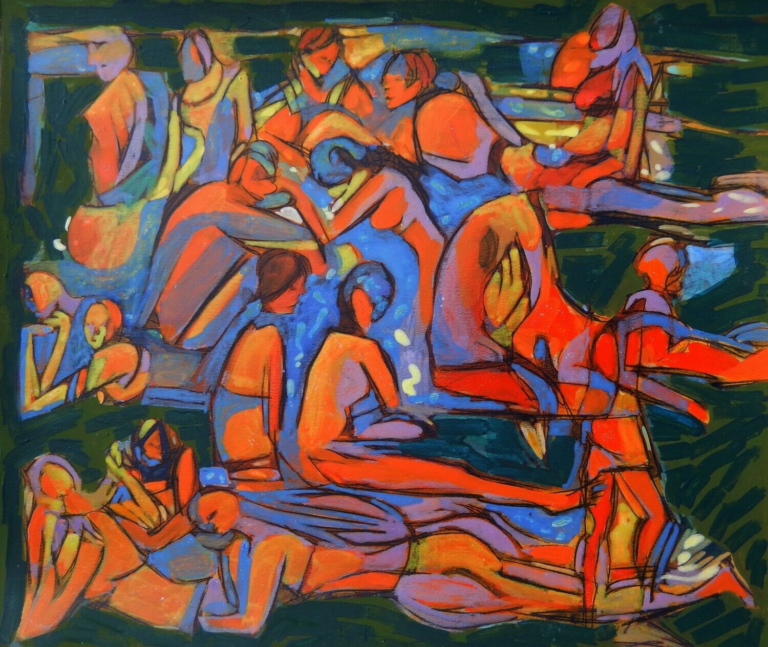 the beach /Pigment and acrylic on  canvas with wooden frame // Size: ca.. 45 x 55 x 4 cm