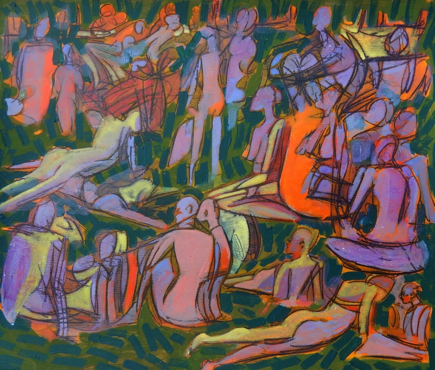 the beach /Pigment and acrylic on  canvas with wooden frame // Size: ca.. 45 x 55 x 4 cm