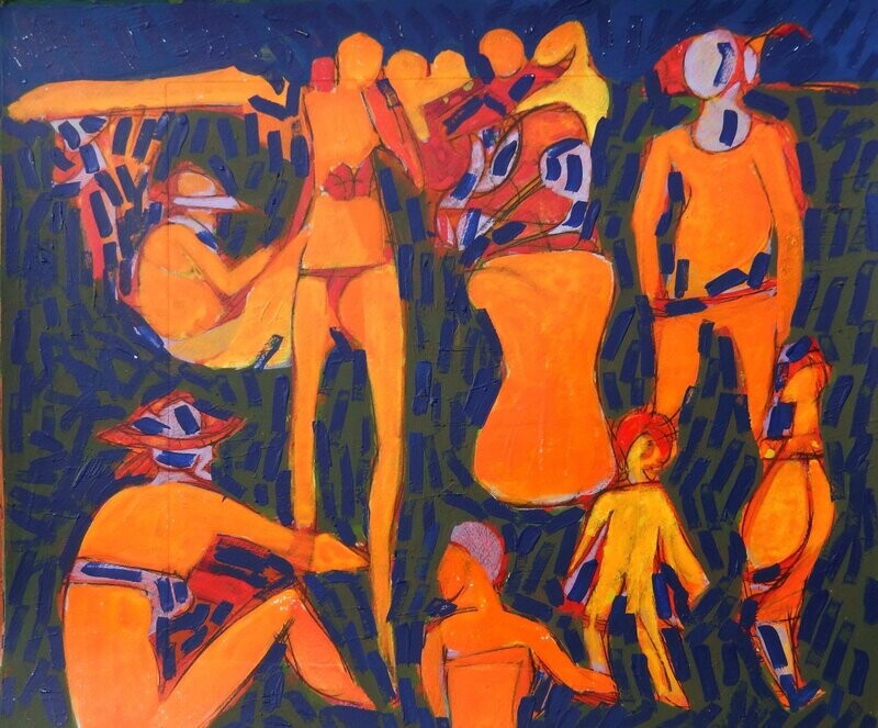 the beach / Pigment and acrylic on paper and their collage on canvas with wooden frame // Size: ca..45 x 55 x 4 cm the beach / Pigment and acrylic on paper and their collage on canvas with wooden frame // Size: ca..45 x 55 x 4 cm