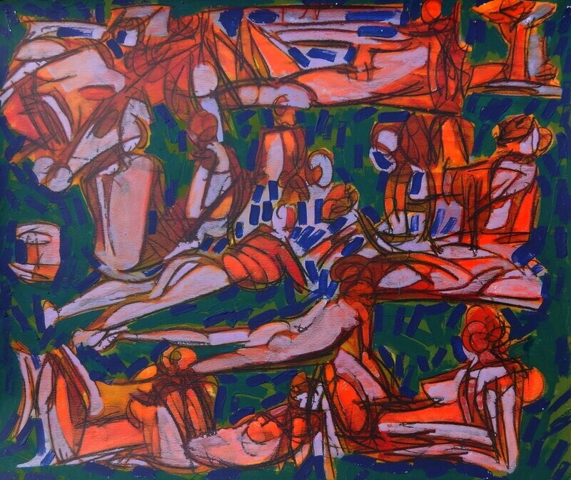 the beach / Special fabric is collaged on the canvas.Acryilc on canvas / Figurative , Light as Form // Size: ca.. 45 x 55 x 4 cm the beach / Special fabric is collaged on the canvas.Acryilc on canvas / Figurative , Light as Form // Size: ca.. 45 x 55 x 4 cm
