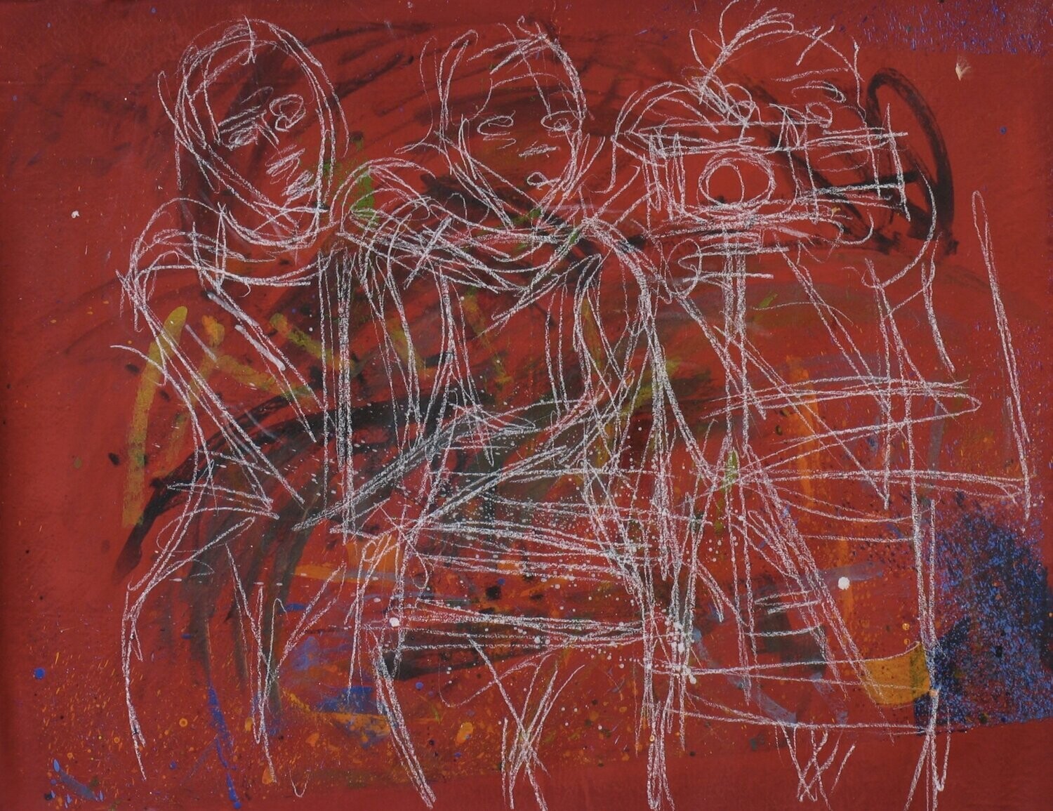 Rot,  Acryilc  on  canvas/ Special fabric is collaged on the canvas./     // Size: ca. 80 x 90 x 4 cm