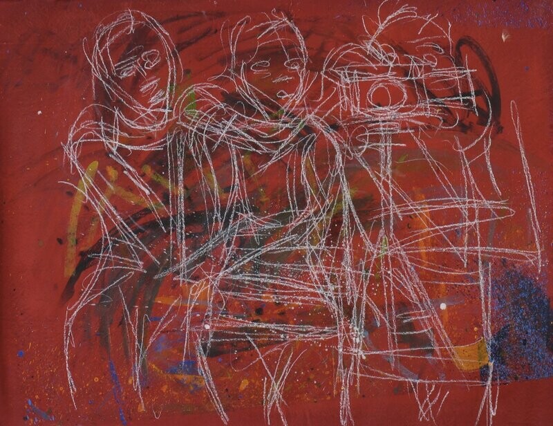 Rot, Acryilc on canvas/ Special fabric is collaged on the canvas./ // Size: ca. 80 x 90 x 4 cm Rot, Acryilc on canvas/ Special fabric is collaged on the canvas./ // Size: ca. 80 x 90 x 4 cm