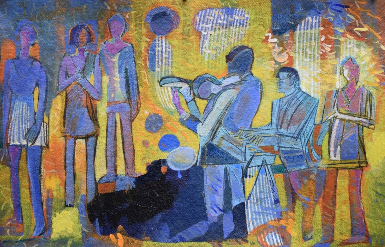 Figurative / by the Rhine  - Collage // Size : : ca. 38 x 58 x 4 cm,