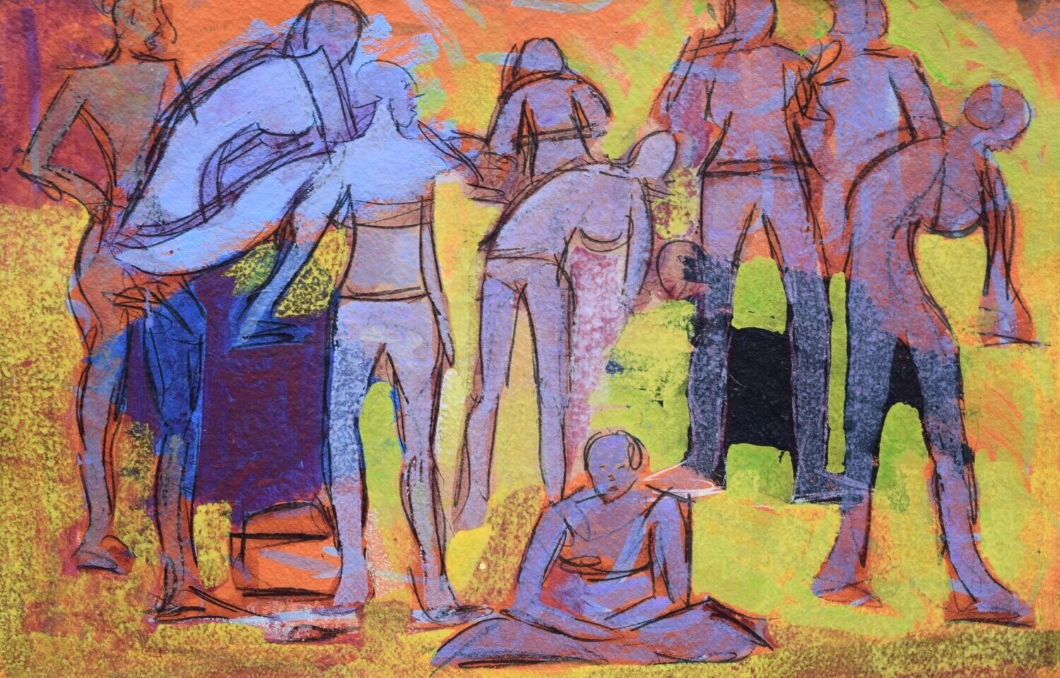 Figurative / by the Rhine  - Collage // Size : : ca. 38 x 58 x 4 cm,