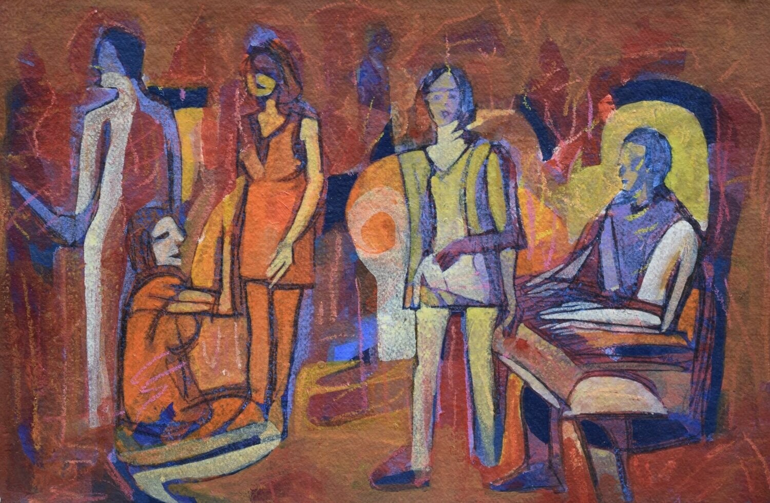 Figurative / by the Rhine  - Collage // Size : : ca. 38 x 58 x 4 cm,