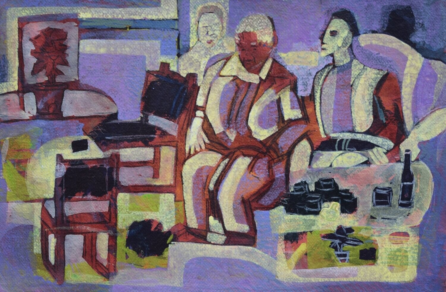Figurative / by the Rhine  - Collage // Size : : ca. 38 x 58 x 4 cm,