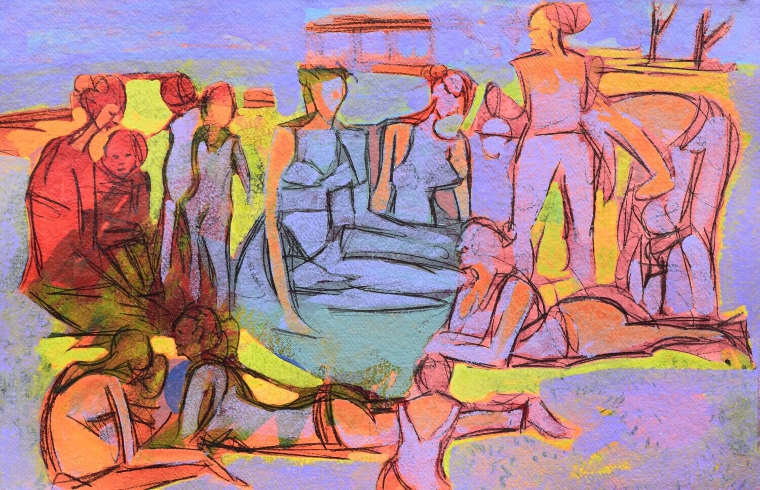 Figurative / by the Rhine  - Collage // Size : : ca. 38 x 58 x 4 cm,