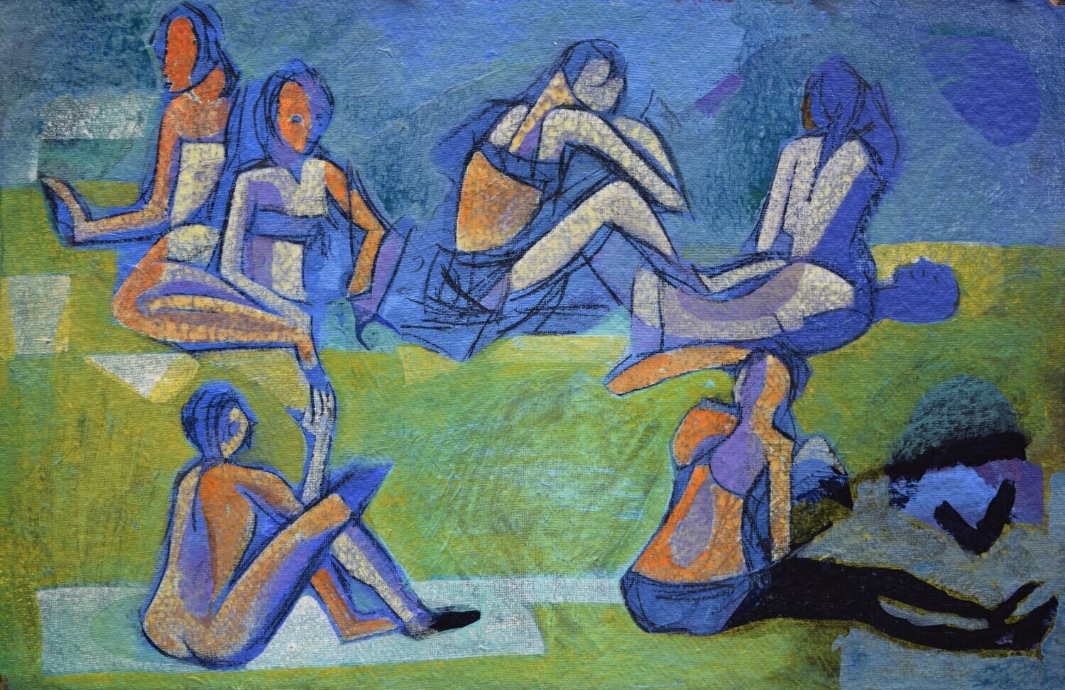 Figurative / by the Rhine  - Collage // Size : : ca. 38 x 58 x 4 cm,