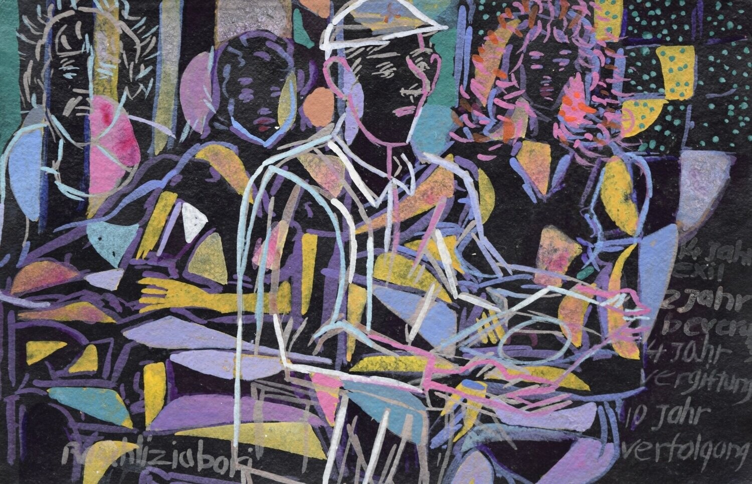 Acrylic on canvas and their collage on canvas with wooden frame // Size :: ca. 38 x 58 x 4 cm,