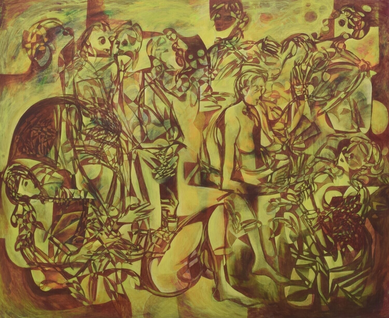 Moniq ,Acryilc  on the canvas. /  Figurative , Light as Form // Size: ca.. 210 x 230 x 4 cm,