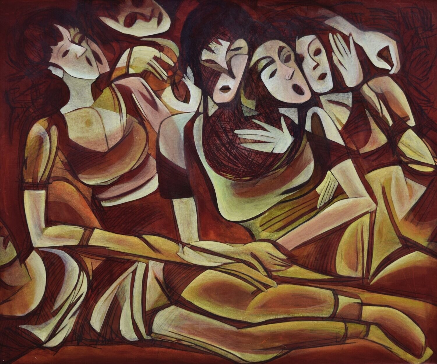 Pigment & Acryilc on  canvas.  with wooden frame  //Size : ca.Size: ca. 100 x 120 x 4 cm,
