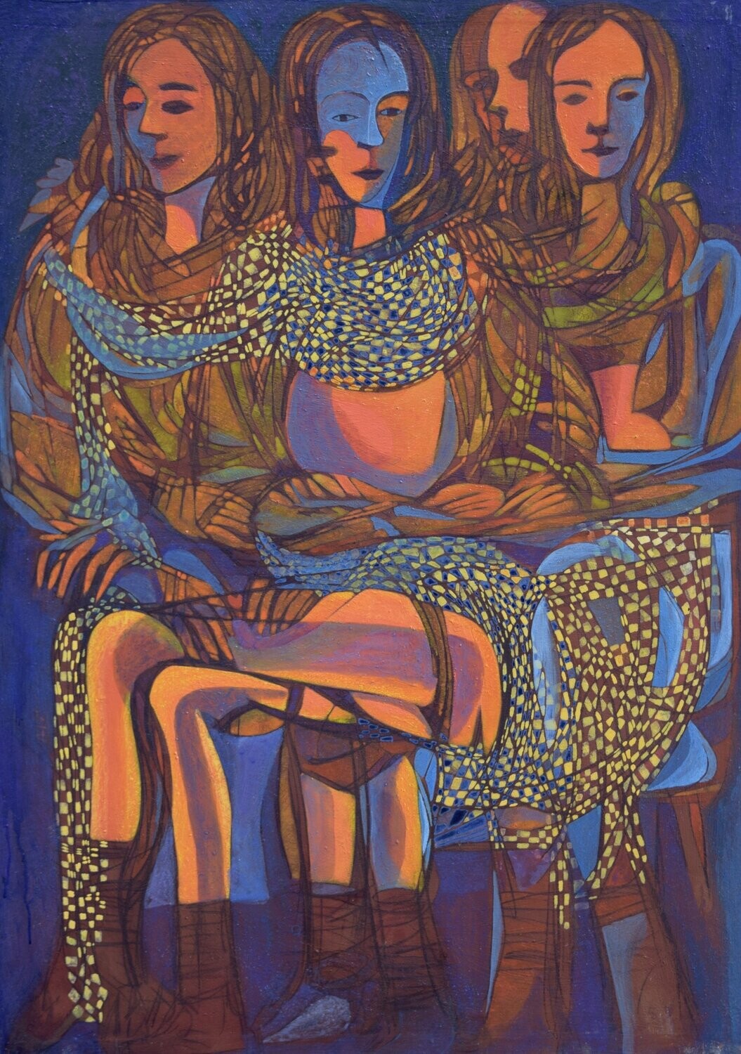 Pigment Painting , on the canvas.Acryilc  on  canvas  /  Figurative , Light as Form //Size : ca. 80 x 120 x 4 cm,