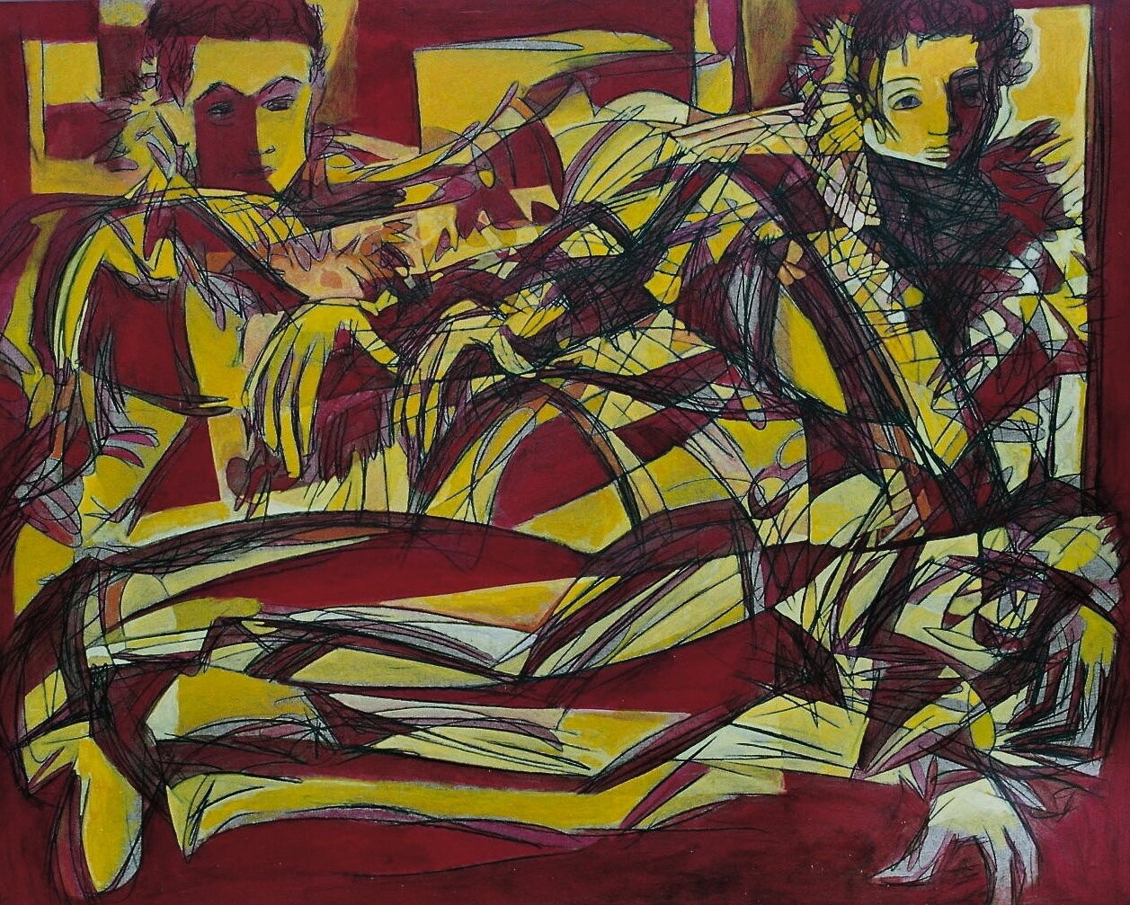 Tanja Rot , فیگور آ تیو , wood on canvas    Collage / Acryilc  on wood on canvas  /  Figurative , Light as Form // Size: ca.. 80 x 100 x 4 cm