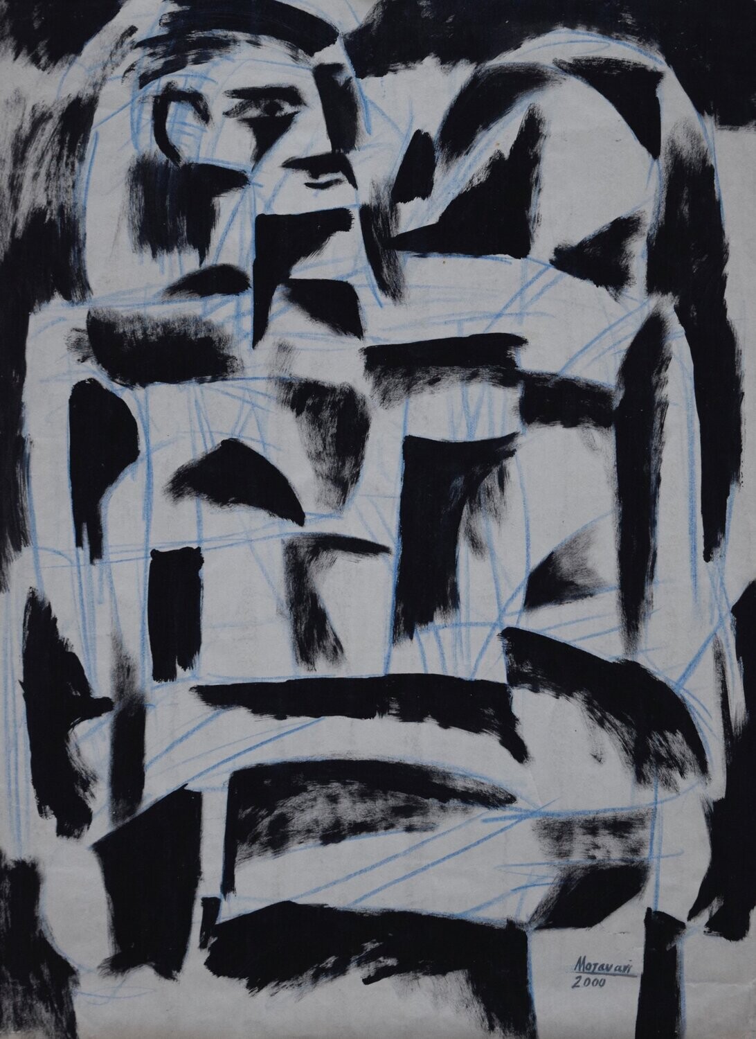 Pigment Painting , Figurative , Light as Form // Size: ca.. 50 x 60 x 2 cm