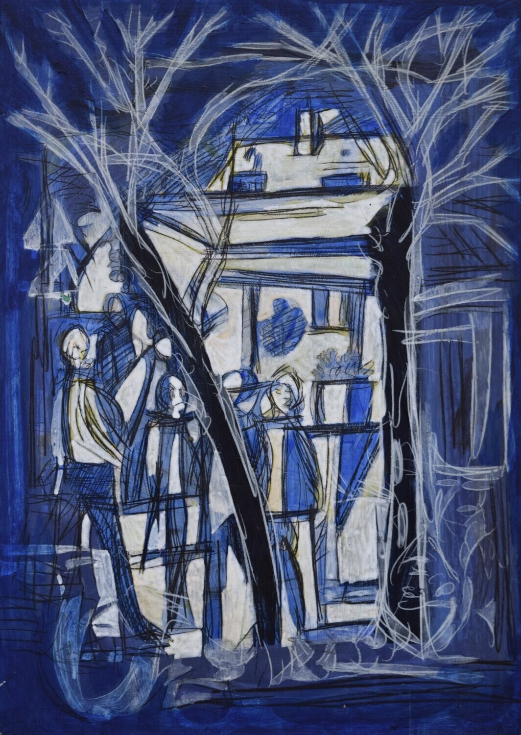 Collage​:  Acrylic & Pigment  -  paper ​ with​ Canvas on a wooden frame // Size: ca. 40 x 70 x 4 cm