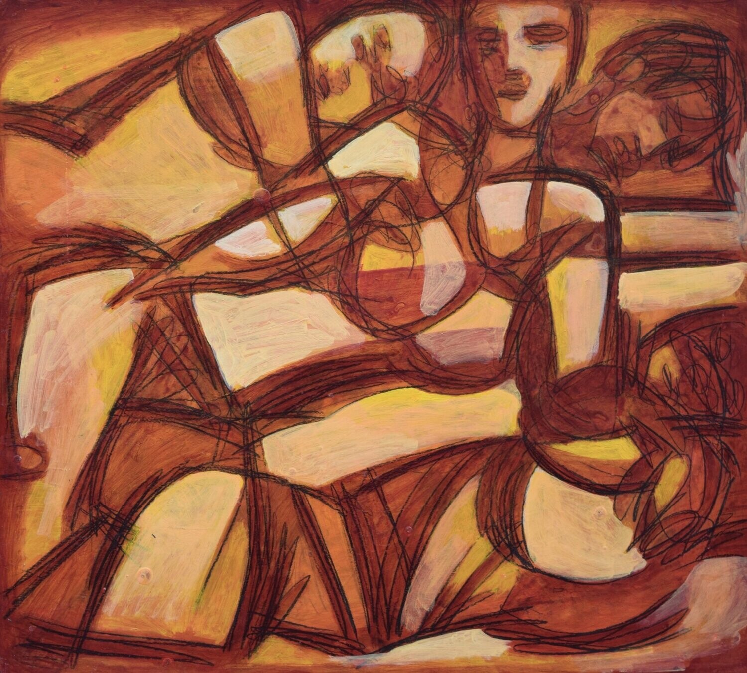 wood on canvas    Collage / Acryilc  on wood on canvas ,  Figurative , Light as Form // Size: ca.. 50 x 60 x 4 cm