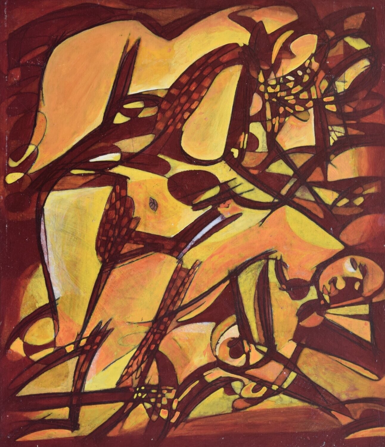 Collage  Acryilc  on wood on canvas   /  Figurative , Light as Form // Size: ca.. 50 x 60 x 4 cm