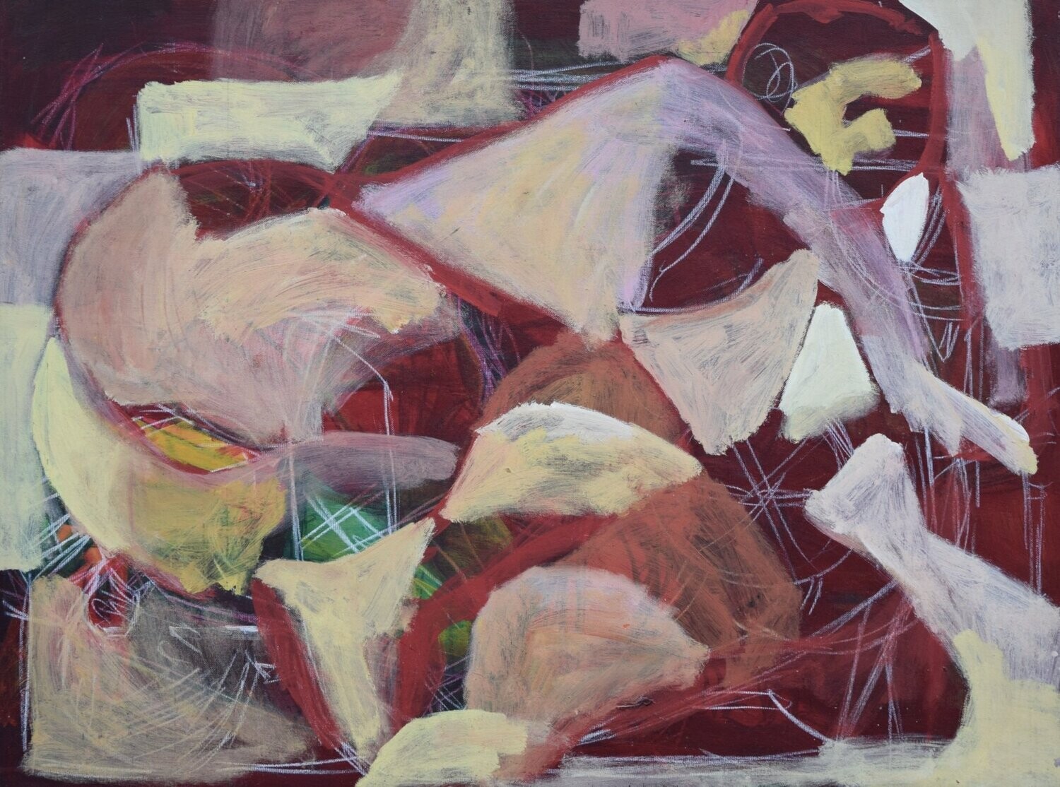 wood & canvas    Collage / Acryilc  on wood on canvas  /  Figurative , Light as Form // Size: ca.. 50 x 70 x 4 cm