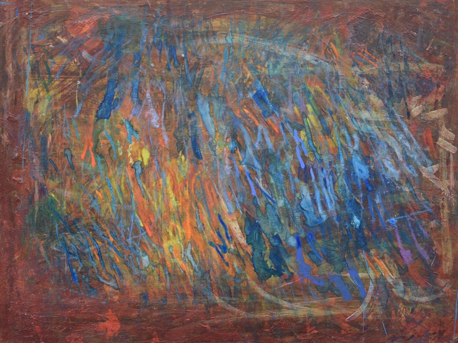 Pigment and acrylic on paper and their collage on canvas with wooden frame // Size: ca. 50 x 70 x 4 cm