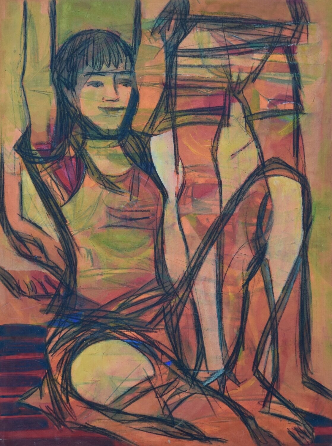 Gabi ,  Acryilc   ,Pigment , on the canvas.//Size :ca  50 x 70 x 4  cm