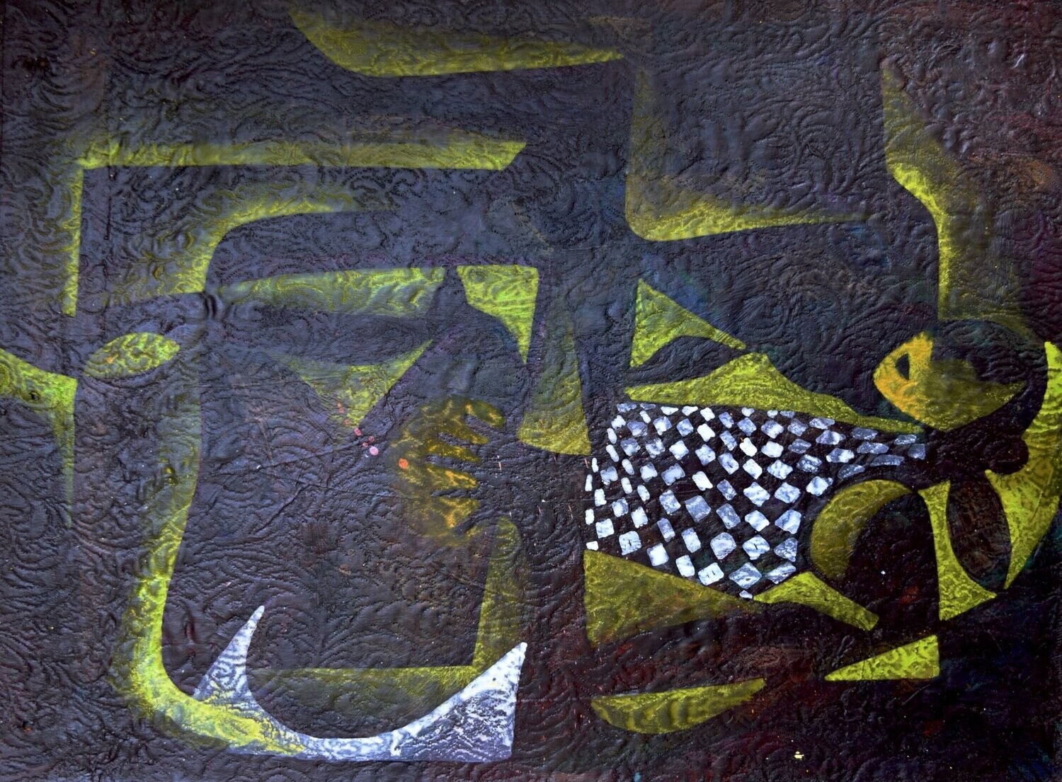 Acrylic on canvas and their collage on canvas with wooden frame //Size : ca. 43 x 50 x 4 cm,