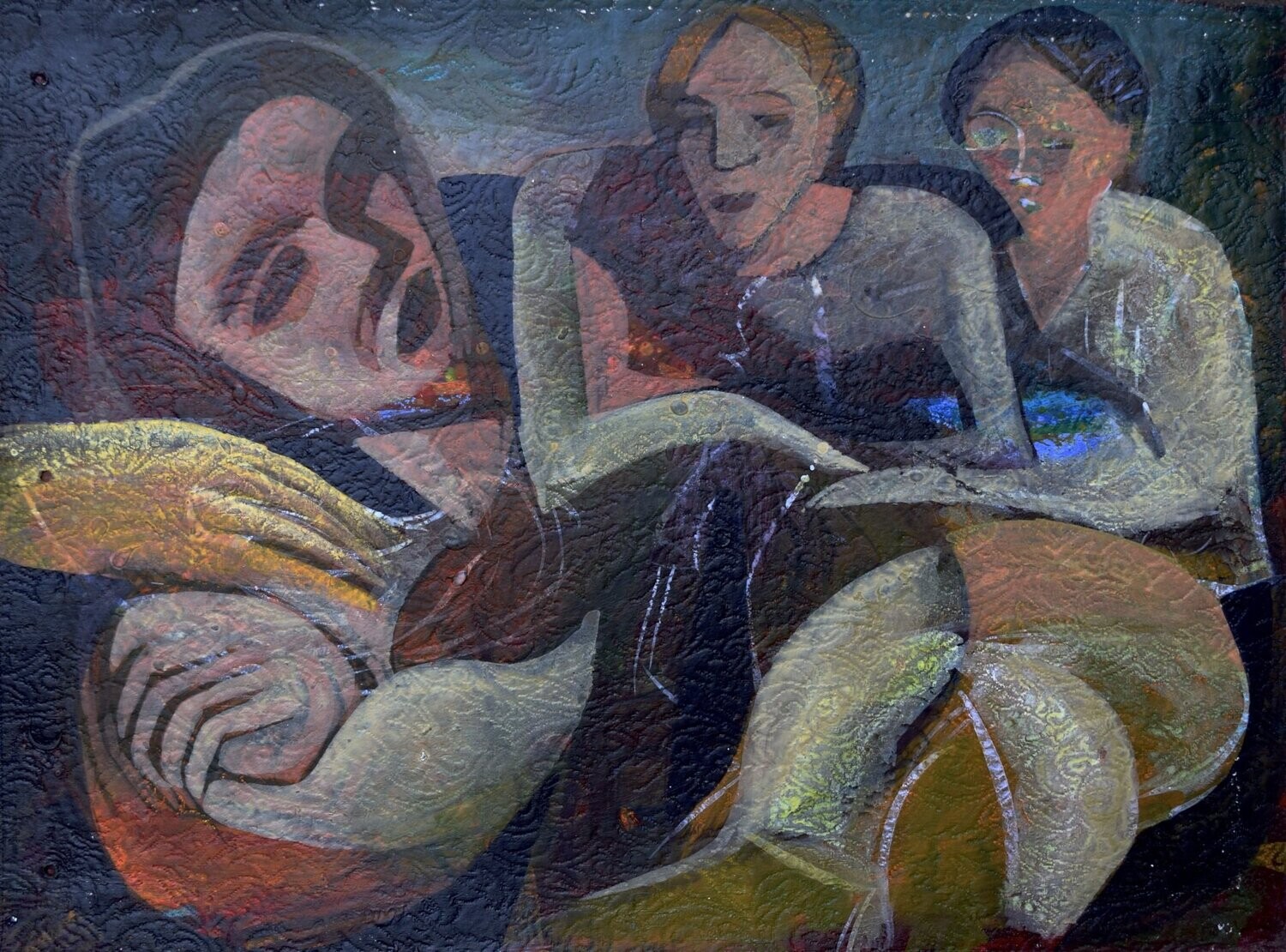 Acrylic on canvas and their collage on canvas with wooden frame // Size : ca. 43 x 50 x 4 cm,