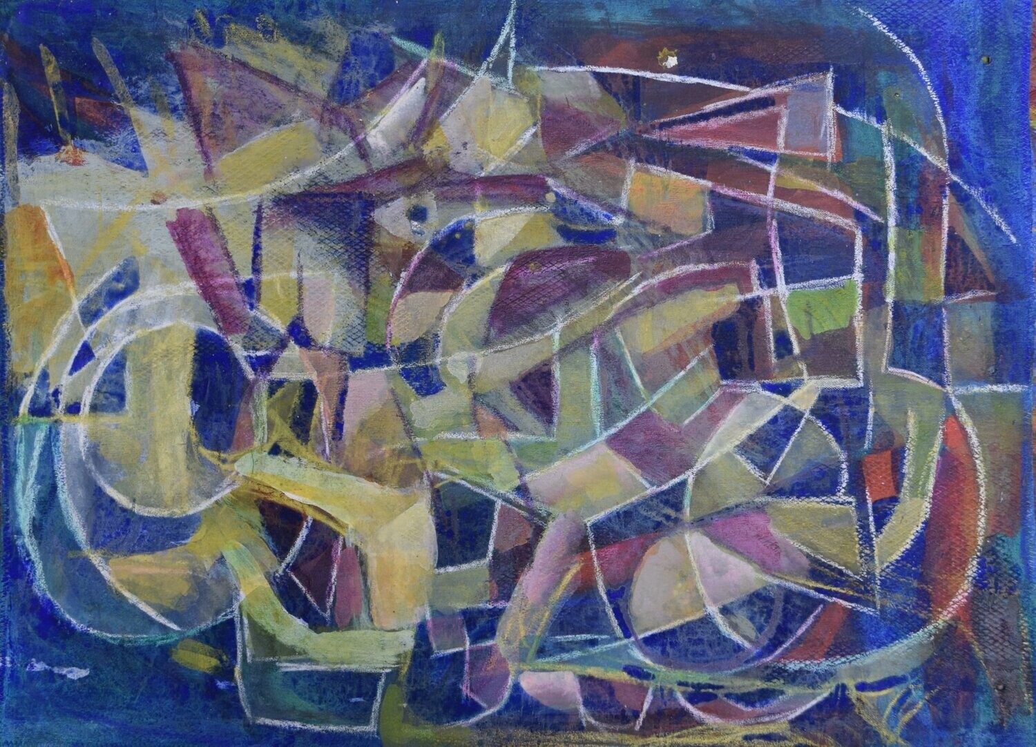 Special fabric is collaged on the canvas.Acryilc  on  canvas  /  Figurative , Light as Form // Size: ca.. 43 x 50 x 4 cm
