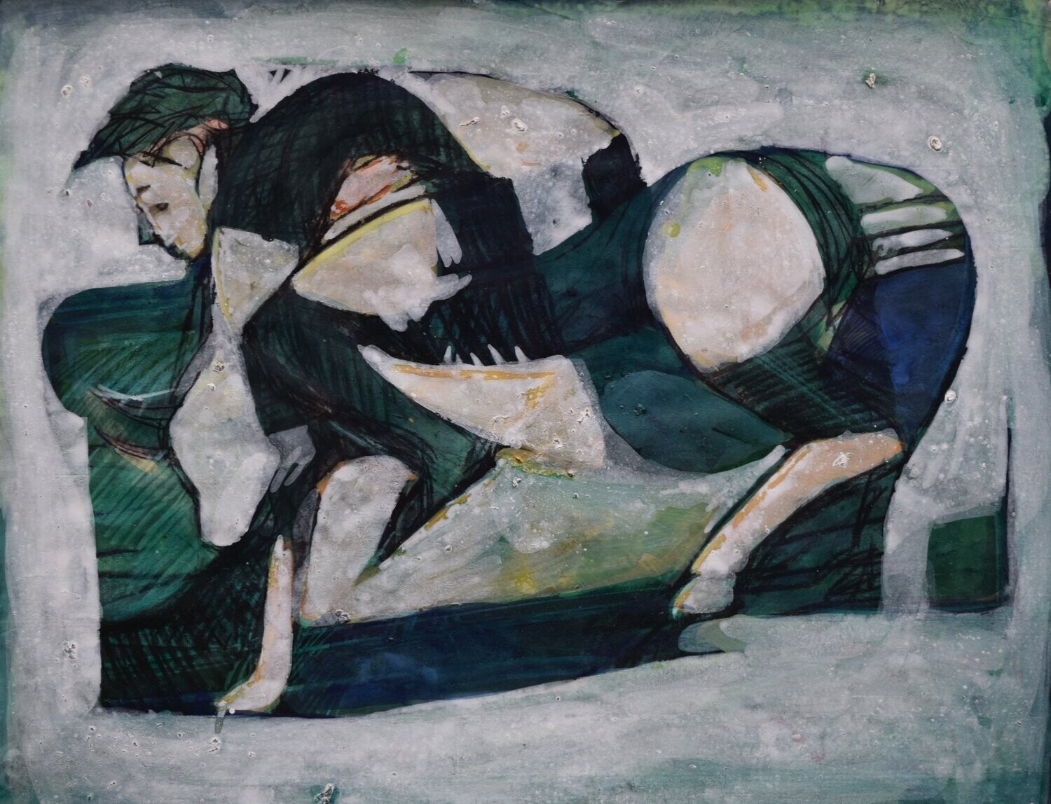 Acrylic on paper and their collage on canvas with wooden frame// Size : ca. 35 x 45 x 4 cm