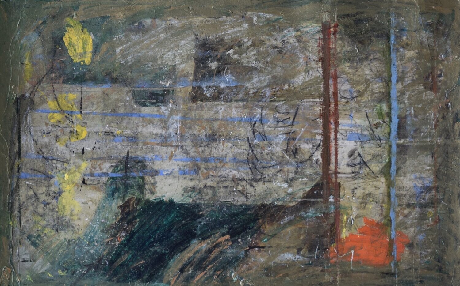 Collage, handmade paper with acrylic on Two fabrics canvas // Size: ca. 60 x 95 x 4 cm