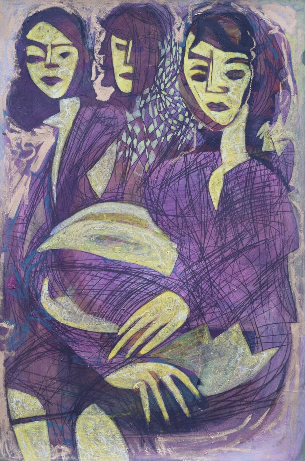 Acrylic on paper , collage on  canvas and wooden frame, //Size: ca. 50 x 70 x 4 cm,