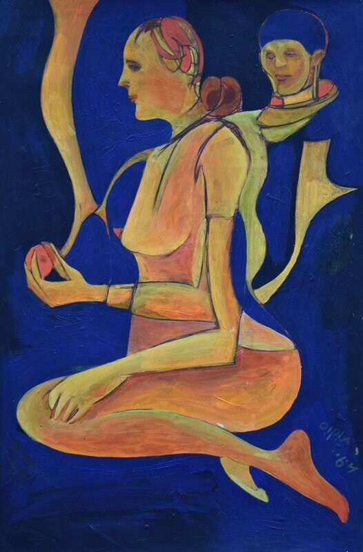 Pigment &  Acryilc on  Paper  collaged on the canvas.- Figurative , Light as Form // Size : ca. 70 x 90 x 4 cm,