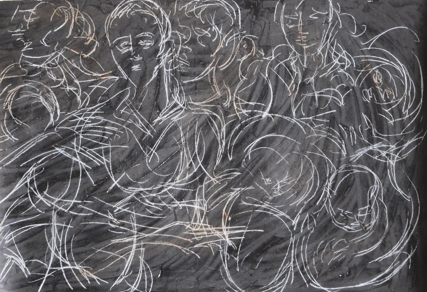Figurative   acrylic on paper and their collage on canvas with wooden frame  // Size: ca.. 80 x 100 x 4 cm