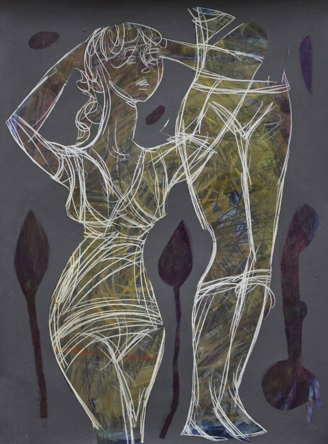 /Pigment and acrylic on paper and their collage on canvas with wooden frame.// Size: ca.. 75 x 95 x 4 cm