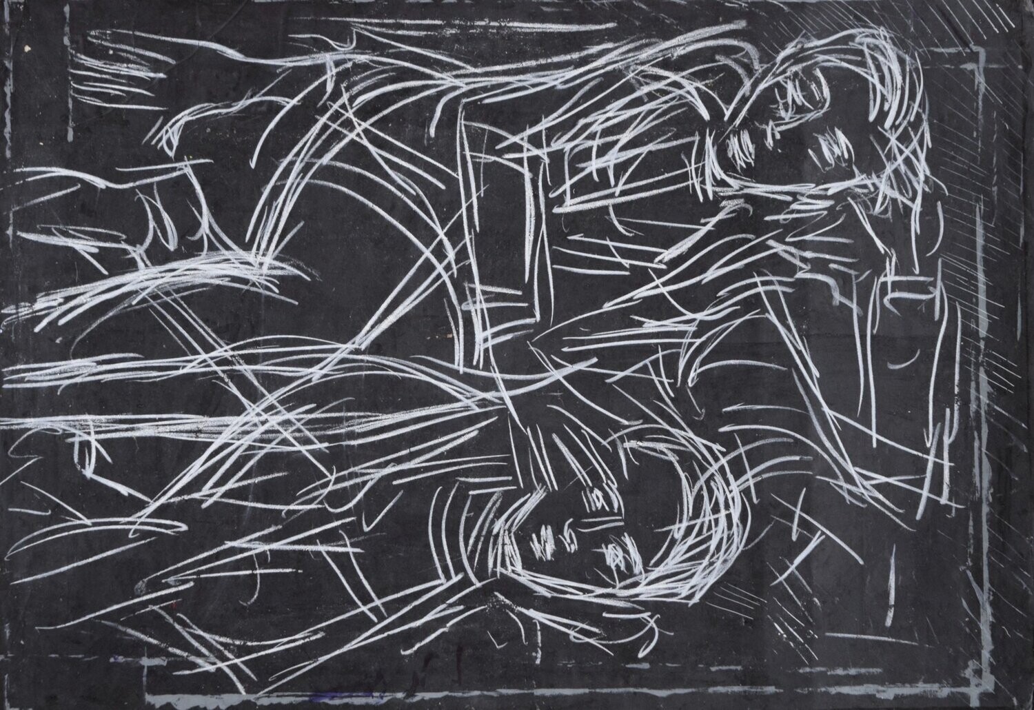 Pigment &  Acryilc on  Paper  collaged on the canvas.- Figurative , Light as Form // size : ca. 70 x 90 x 4 cm