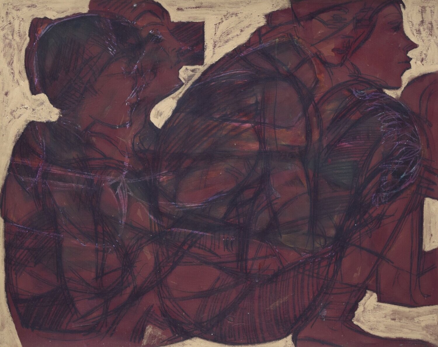 Collage / paper with acrylic on canvas  on a wooden frame,​Size : ca. 60 x 80 x 4 cm,